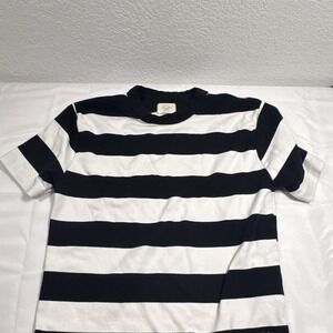 P&Co Women's Black White Striped Crew Neck Short Sleeve Knit Tee Size XS
